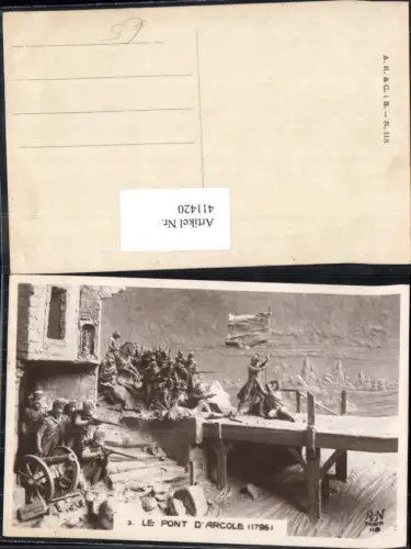 411420,Relief Le Pont d Arcole 1796 Soldaten Brücke Frühe Neuzeit