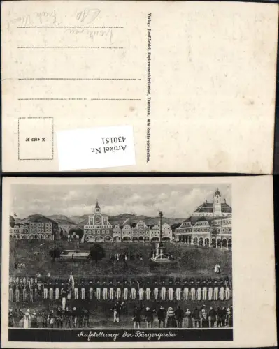 430151,Künstler Ak Aufstellung d. Bürgergarde Trautenau Frühe Neuzeit