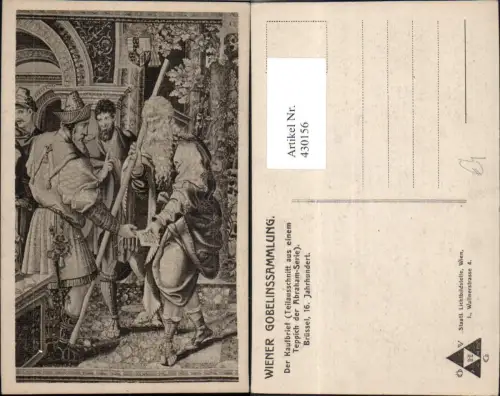 430156,Der Kaufbrief Teppich Abraham Serie Wien Gobelinssammlung Frühe Neuzeit