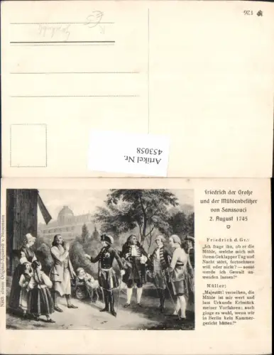 453058,Künstler Ak Friedrich d. Große u. Mühlenbesitzer v. Sanssaouci 1745 Frühe Neuzeit