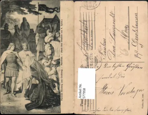 577958,Künstler Ak A. Spiess Frühe Neuzeit Parciaval Parcivals Berufung zum Gralkönig