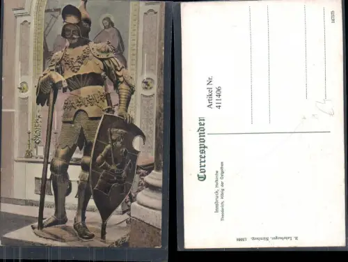 411406,Innsbruck Hofkirche Theoderich König d. Ostgothen Ritter Rüstung Mittelalter