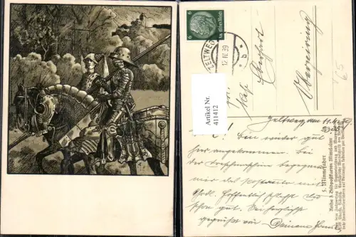 411412,Künstler Ak Minnefahrt Mittelalter pub Sippenforschung u. Wappenkunde