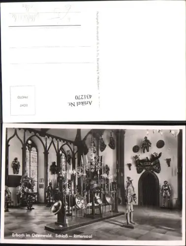 431270,Foto Ak Erbach i. Odenwald Schloss Rittersaal Rüstung Ritter Mittelalter Geschichte