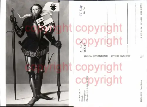 465317,Mittelalter Schwerin Schloß Ahnengalerie Albrecht II Ritter Rüstung Schwert