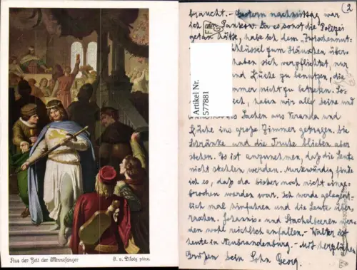 577881,Künstler Ak F. v. Piloty Aus d. Zeit der Minnesänger Mittelalter