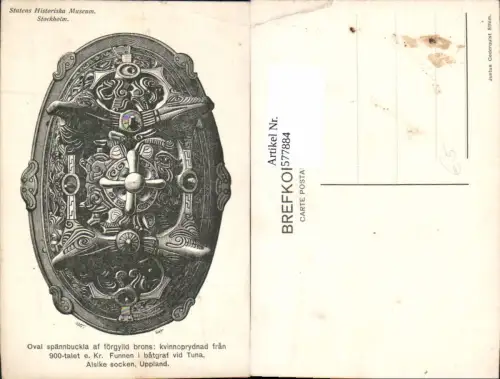577884,Mittelalter Statens Historiska Museum Stockholm Oval spännbuckla af förgylld brons