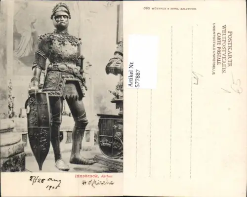 577887,Mittelalter Innsbruck Hofkirche Artur König v. England Ritter Rüstung pub Würthle u. Sohn 695