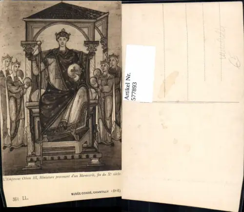 577893,Mittelalter L Empereur Othon III Miniature provenant d un Manuscrit fin du Xe siecle
