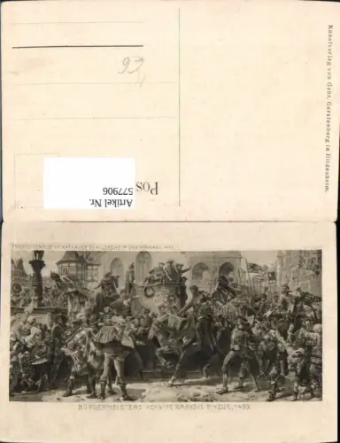 577906,Künstler Ak Bürgermeister Henning Brandis Einzug 1493 Ritter Rüstung Fresko Hildesheim Mittelalter