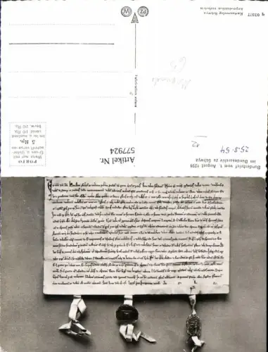 577924,Foto Ak Urkunde Bundesbrief 1291 Schwyz Mittelalter Schweiz