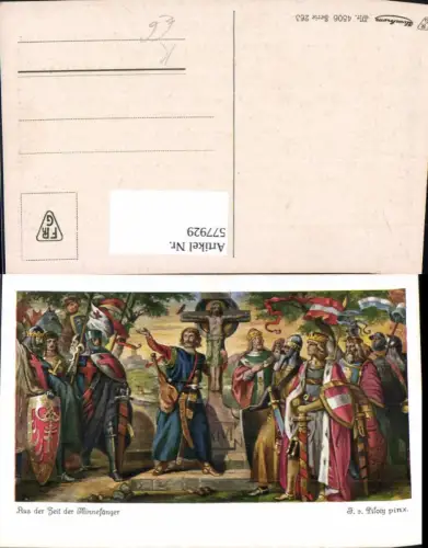 577929,Künstler Ak F. v. Piloty Aus d. Zeit der Minnesänger Mittelalter