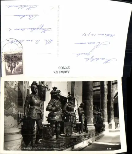 577938,Foto Ak Mittelalter Innsbruck Hofkirche 2. Rechtsgruppe Ritter Rüstung