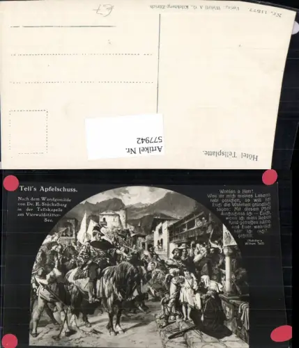 577942,Mittelalter Tells Apfelschuss Wandgemälde E. Stückelberg Tellskapelle Ritter