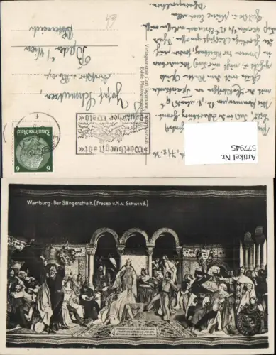 577945,Mittelalter Wartburg Sängerstreit Fresko M. v. Schwind