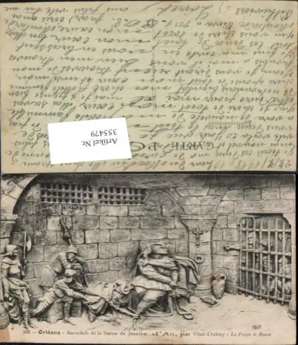 355479,Orleans Bas-reliefs de la Statue de Jeanne d Arc par Vital Dubray La Prison de Rouen