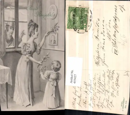 455427,Künstler AK Neujahr Frau Mutter Kind Zweige pub Art de Vienne 118