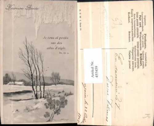 455459,Künstler AK Heinrich Wertheim Neujahr Winterlandschaft Klee