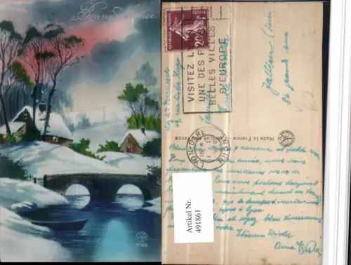 491861,Bonne Annee Neujahr Winterlandschaft Brücke pub Noyer 4725