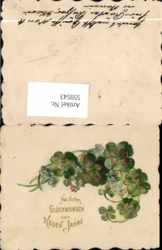 559543,Präge Ak Neujahr Klee Kleeblätter Vergissmeinnicht