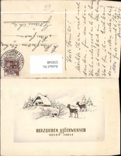 559548,Neujahr Rehe Wild Hütte Haus Winterlandschaft Bahnpost Arras