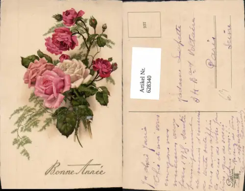 628340,Neujahr Bonne Annee Rosen Blumen