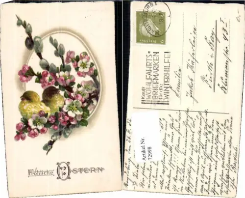 72998,Ostern Küken Blumen Palmkätzchen
