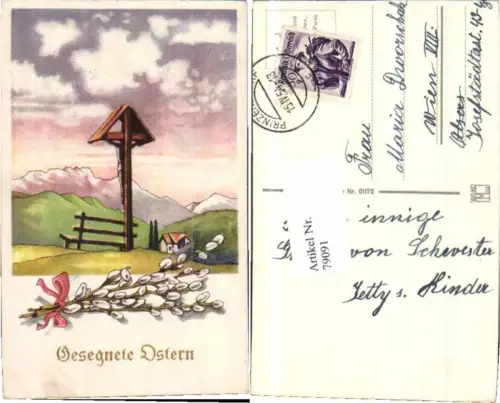 79091,Ostern Wegkreuz Palmkätzchen Prinzersdorf gel