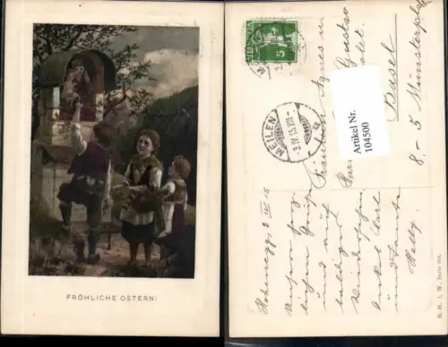 104500,Ostern Kinder am Marterl Wegkreuz SÜSS gel Meilen