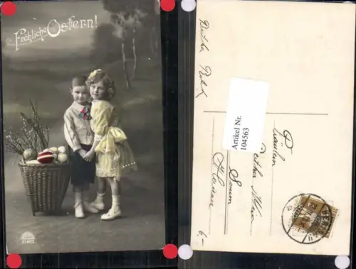 104563,Ostern Süsse Kinder Korb Ostereier Edwardian Fashion Girl