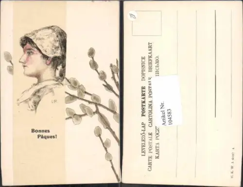 104583,Ostern Frauenportrait Frau Girl Palmkätzchen