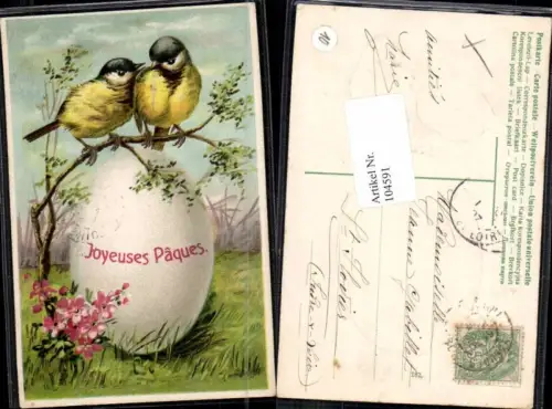 104591,Präge Ostern Vogel Vögel Osterei Zweig