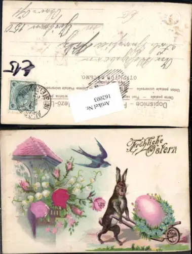 162003,Ostern Tolle Präge Litho Osterhase Vogel Seidenappliktion