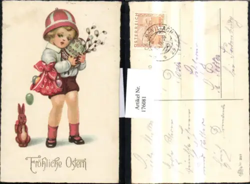 176081,Ostern Kind m. Ostereier Osterei Palmzweige Osterhase Hase pub Erika 2019