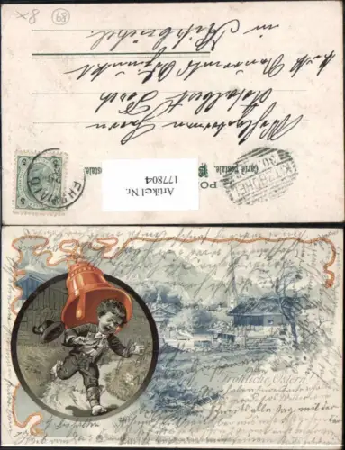 177804,Ostern H. Schubert Litho Junge Glocke pub Neuber Osterkarten Serie XVII