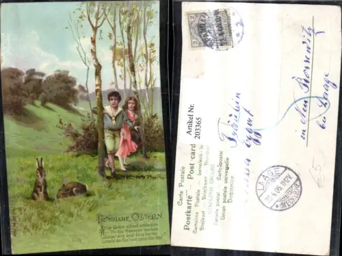 203365,Ostern Kinder Hasen Landschaft
