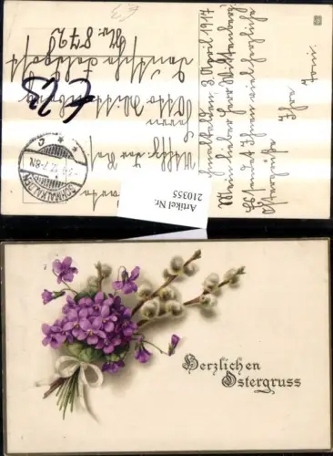 210355,Ostern Veilchen Palmzweige Schleife