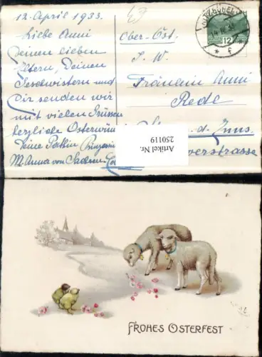 250119,Ostern Küken Schafe Lämmer m. Glocken Blumen