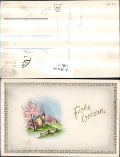 250125,Ostern Landschaft Häuser Kirche Rahmen
