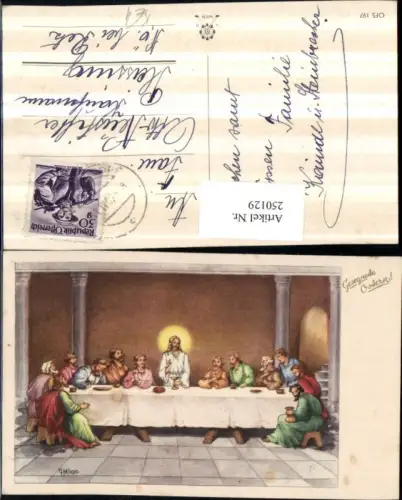250129,Künstler AK G. Milan Ostern Letztes Abendmahl Jesus m. d. Aposteln