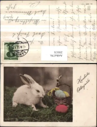 250131,Ostern Hase Korb m. Bunten Ostereiern Palmkätzchen Palmzweig