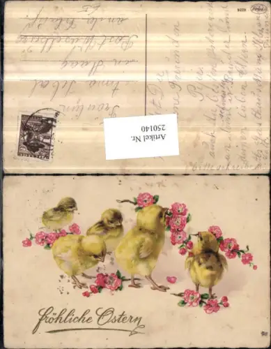 250140,Ostern Küken m. Blütenzweige Zweige Blüten