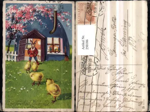 250186,Ostern Osterhase Hase Halbes Ei als Haus Rauchfang Küken