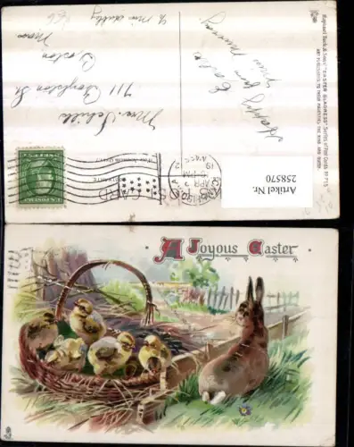 258570,Künstler Präge Litho AK Ostern Hase Küken Korb Nest pub Raphael Tuck u. Sons 715