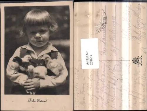 258653,Ostern Kind m. Küken im Arm