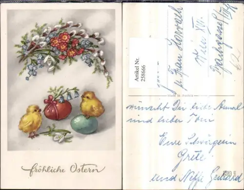 258666,Ostern Küken Ostereier Eier Blumenstrauß Vergissmeinnicht Glockenblumen Schneeglocke Palmkätzchen