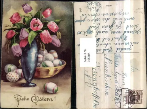 258708,Ostern Blumenvase Vase Tulpen Blumen Schale Ostereier Eier pub HWB 4944