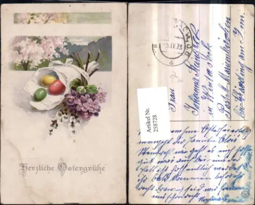258728,Ostern Papiertüte Ostereier Eier Veilchen Palmkätzchen