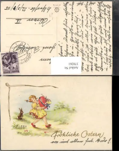 370261,Künstler AK G. Milan Ostern Landschaft Mädchen m. Kleid Osterei Hase