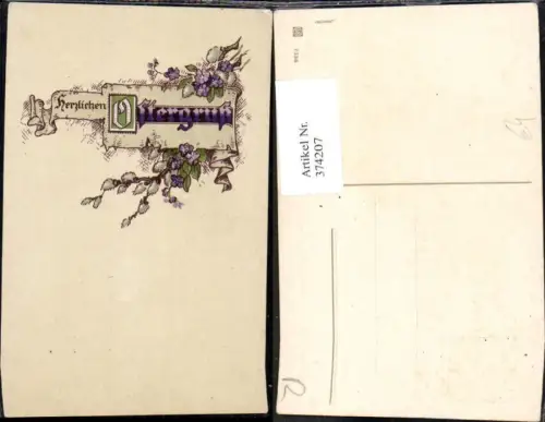 374207,Ostern Papierrolle Schrift Blumen Veilchen Palmkätzchen